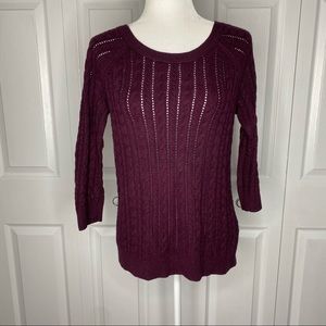 🔥SOLD🔥 American Eagle Deep Purple 3/4 Sleeve Sweater Size Medium